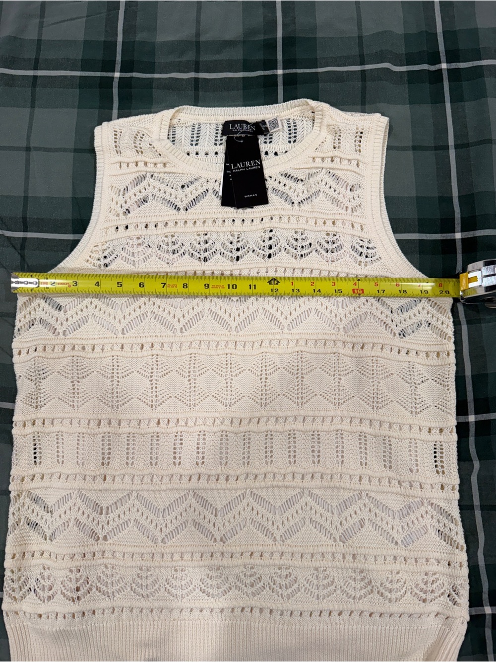 Lauren Ralph Lauren Cream Crocheted Crewneck Sweater Vest - Picture 11 of 15